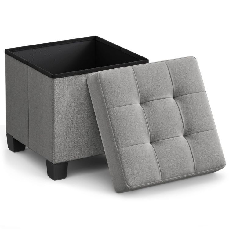 Ablagehocker mit 37 l Volumen - grau, klappbar, 100 kg belastbar