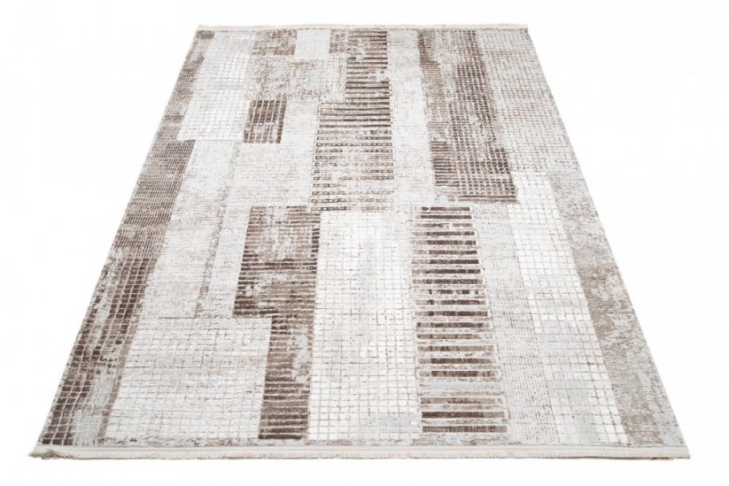 Dizajnový vintage koberec s geometrickými vzormi v hnedých odtieňoch