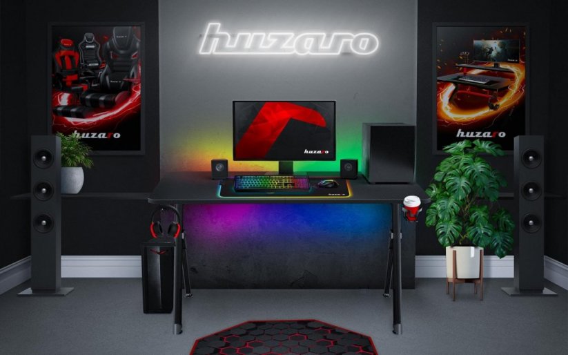 Birou de gaming HERO 4.7 de înaltă calitate, de culoare neagră