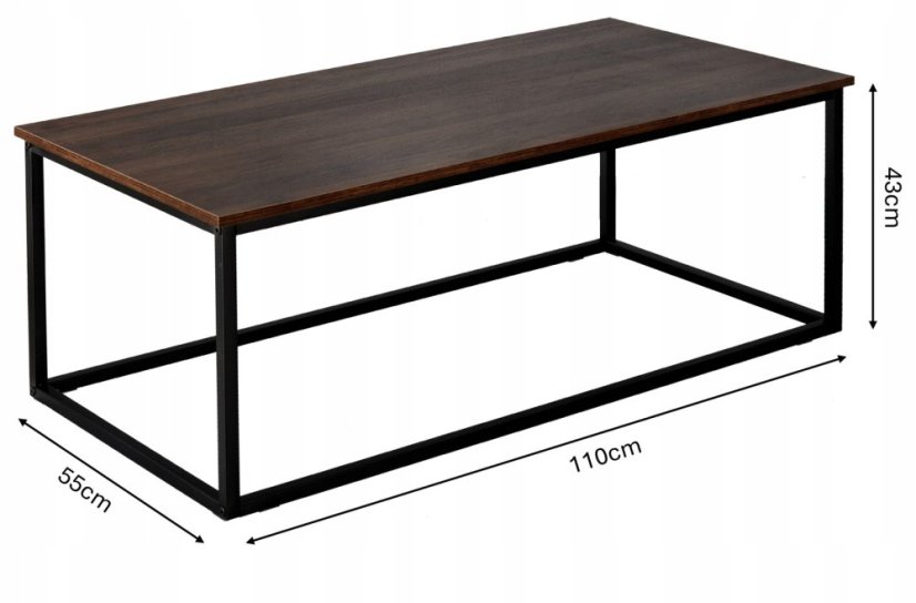 Modern dohányzóasztal MDF-ből és fémből 100 x 55 cm