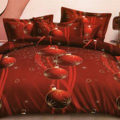 Rdeča bombažna posteljnina z motivom božičnih okraskov