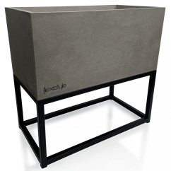 Eleganter breiter Blumentopf aus Metall in Grau LOFT FIORINO 42X22X40 cm