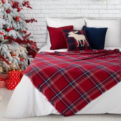 Vánoční žinylková deka v červené barvě