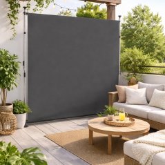 Voľnestojaca balkónová markíza, clona na terasu s kľukou - sivá
