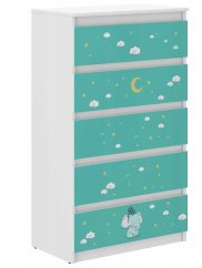 Hochwertige Kinderkommode mit Elefant 121x40x70 cm