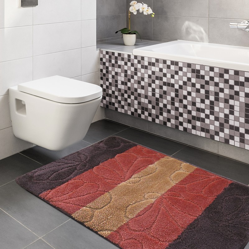 Két fürdőszobai szőnyegből álló készlet barna-piros színben