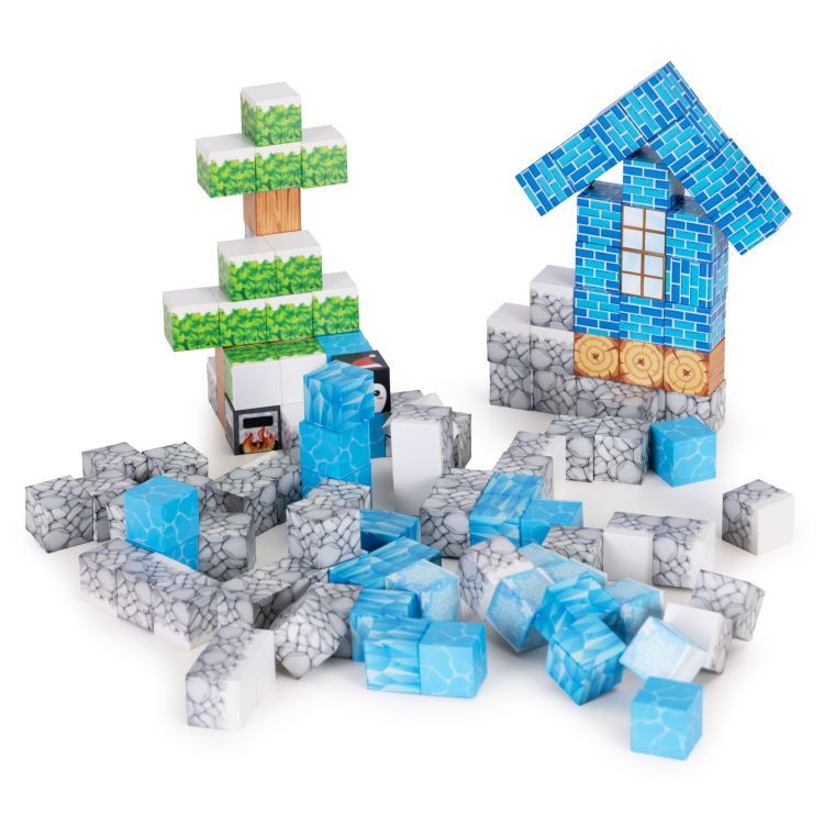 Magnetischer Baukasten, Würfel für Kinder - 124-teiliges Set, Winterlandschaft
