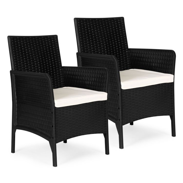 Set 2 záhradných kresiel s poduškou – ratanové kresla na balkón a terasu