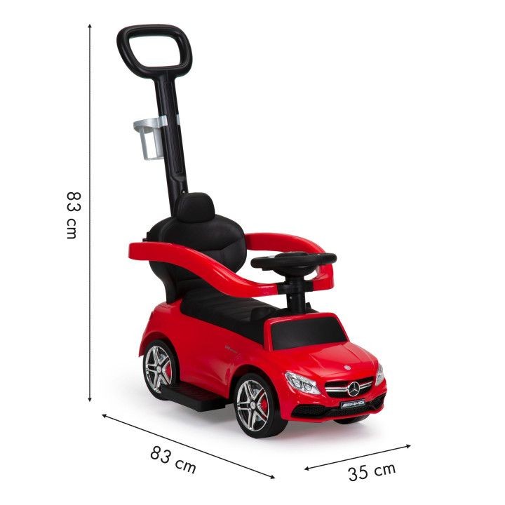 Odrážedlo Mercedes v červené barvě s rukojetí