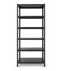 Raft de depozitare negru cu 6 rafturi, 220 x 90 x 40 cm