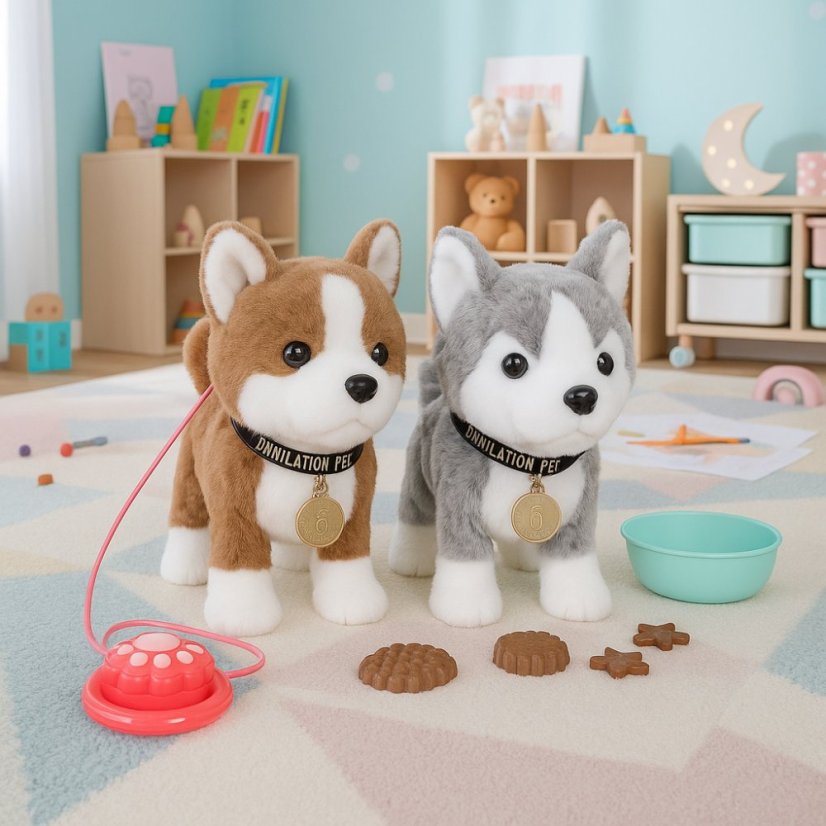 Psík na vodítku – interaktívna hračka pre deti s pohybmi, zvukmi a doplnkami