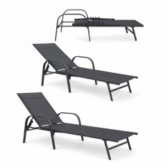 Polohovateľné záhradné lehátko tmavosivé