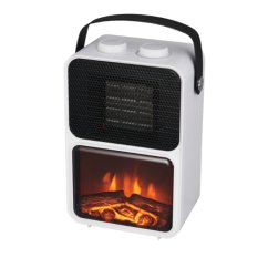 Szabadon álló fehér elektromos kandalló lánghatással - 600/1200 W