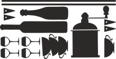 Adesivo da parete per cucina con motivo di scaffale per vino e caffè