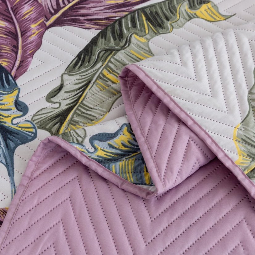 Obojstranný prešívaný prehoz s tropickým lístim