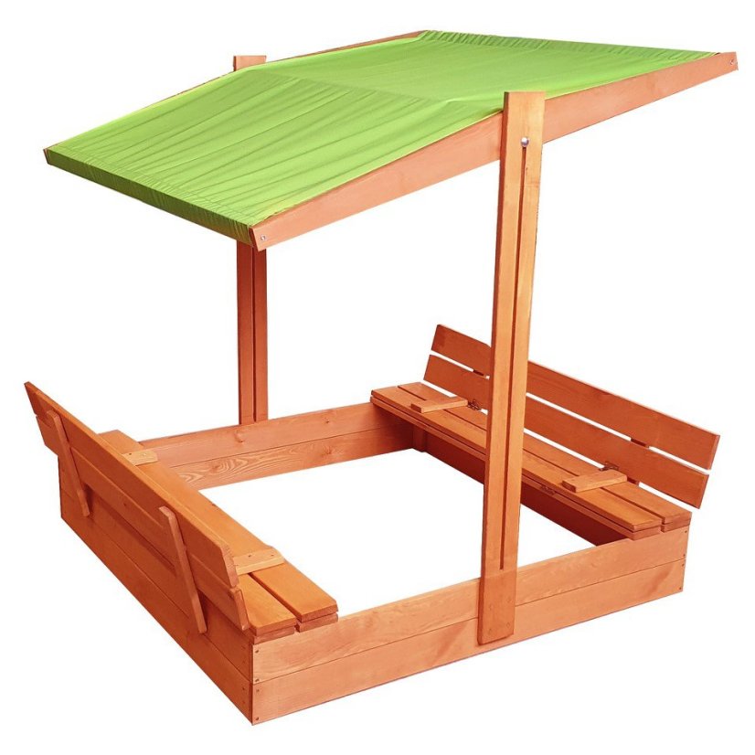 Sabbionaia chiudibile con panchine e tetto verde 120 x 120 cm