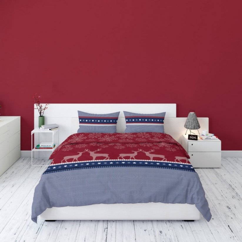 Kvalitné posteľné obliečky na vianoce v červenej farbe