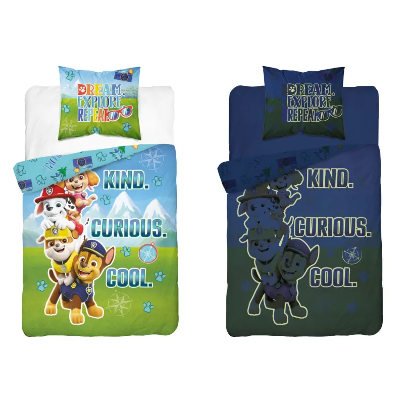 Bavlnené posteľné obliečky svietiace v tme - Paw Patrol