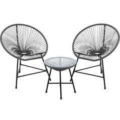 Set di mobili da giardino in tecnicoratano grigio