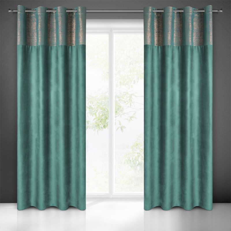 Smaragdne zavese z aplikacijo na vrhu 140x250 cm