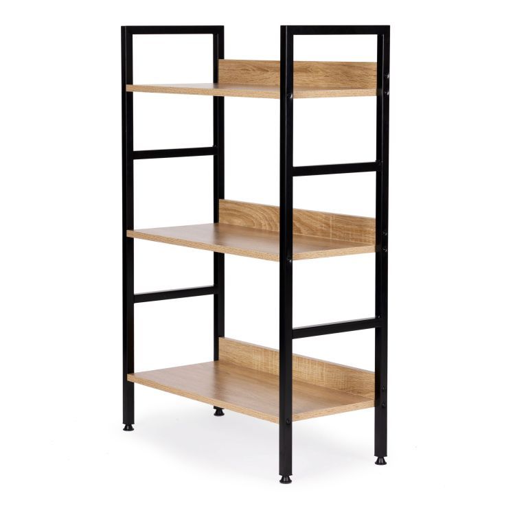 Stabilný 3-policový regál - kombinácia kovu a dreva 93 x 60 x 27,5 cm
