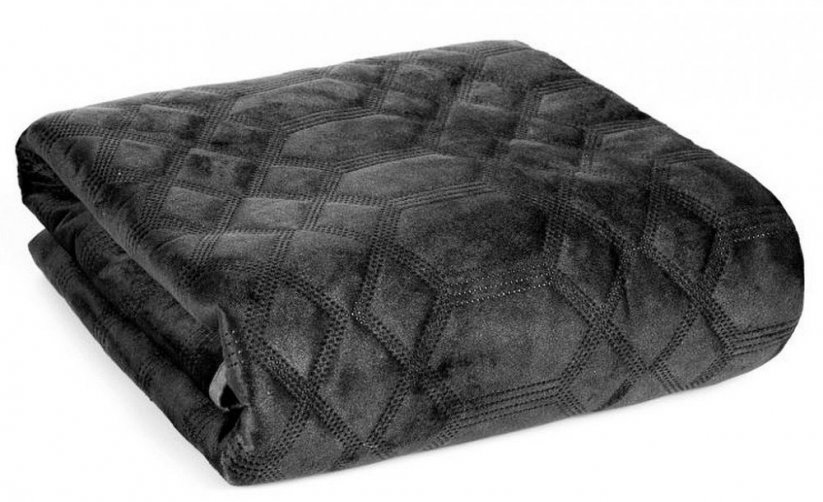Elegantný čierny prehoz na posteľ s jemným vzorovaním