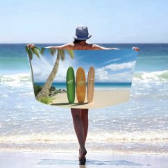Плажна кърпа с плаж и сърф