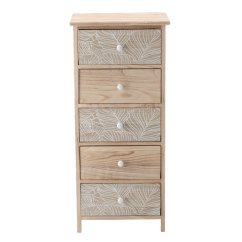 Kommode  LUIZA  mit 5 Schubladen - Boho-Design, 40 x 29 x 90 cm