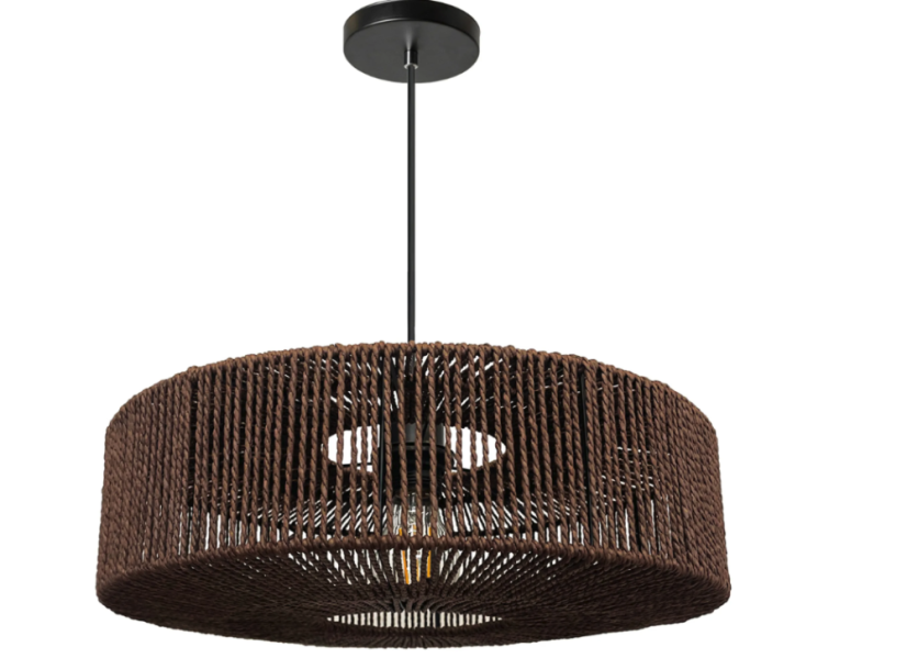 Závesné svietidlo z juty a kovu 60W