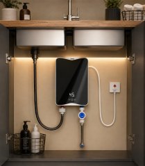 Elektrický průtokový ohřívač vody 5500 W s digitálním displejem (30–60 °C)