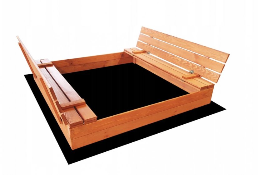 Groapă de nisip pentru copii cu bănci 140 x 140 cm, cu închidere, impregnată