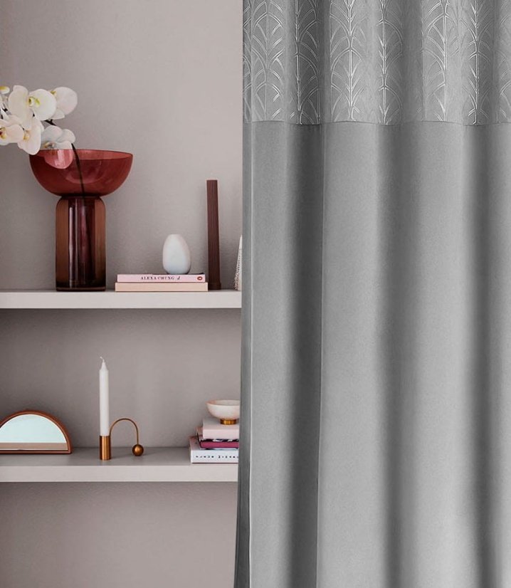Perdea design gri blackout cu cercuri argintii 140 × 250 cm