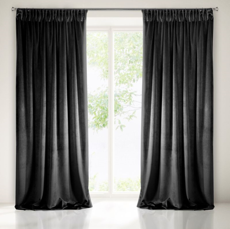 Moderne monochrome Vorhänge in Schwarz 140 x 270 cm