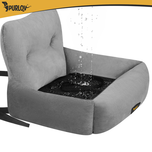 Avtosedež za psa in mačko - vodoodporna siva avtomobilska postelja