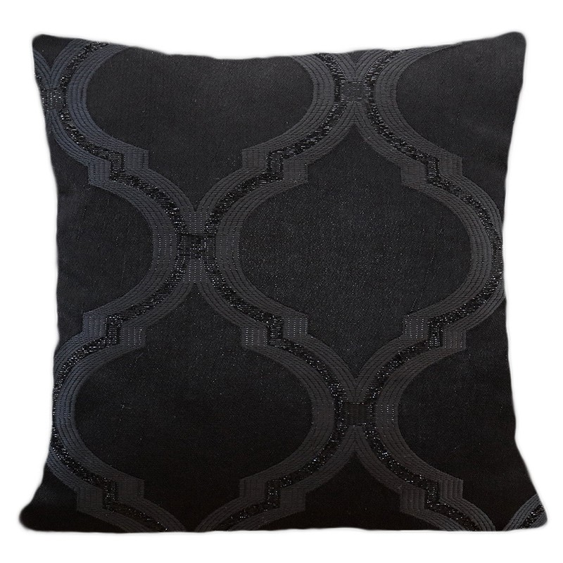 Povlak na polštář v černé barvě s třpytivým vzorem do obývacího pokoje