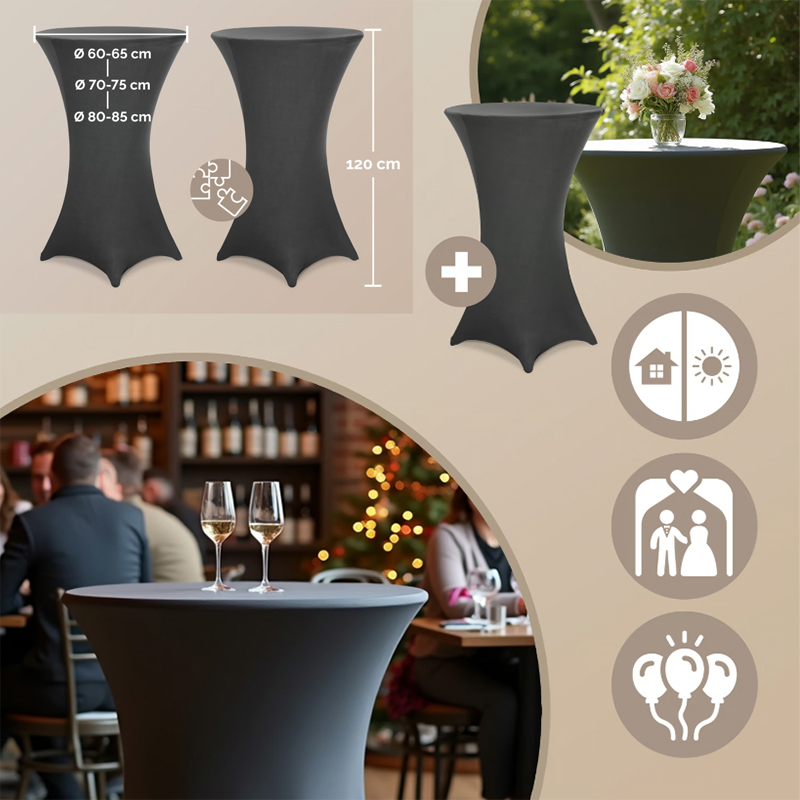 Tovaglia elastica per tavolo da bar - antracite - Misure: priemer 70 cm