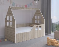 Detská posteľ domček 140 x 70 cm v dekore dub sonoma pravá