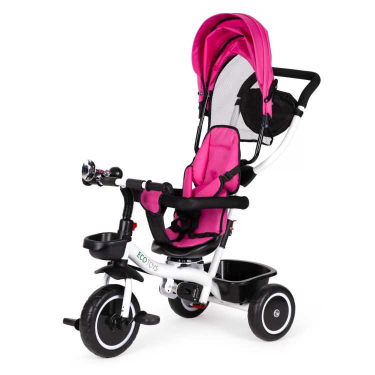 Триколка, детска количка в тъмно розово ECOTOYS