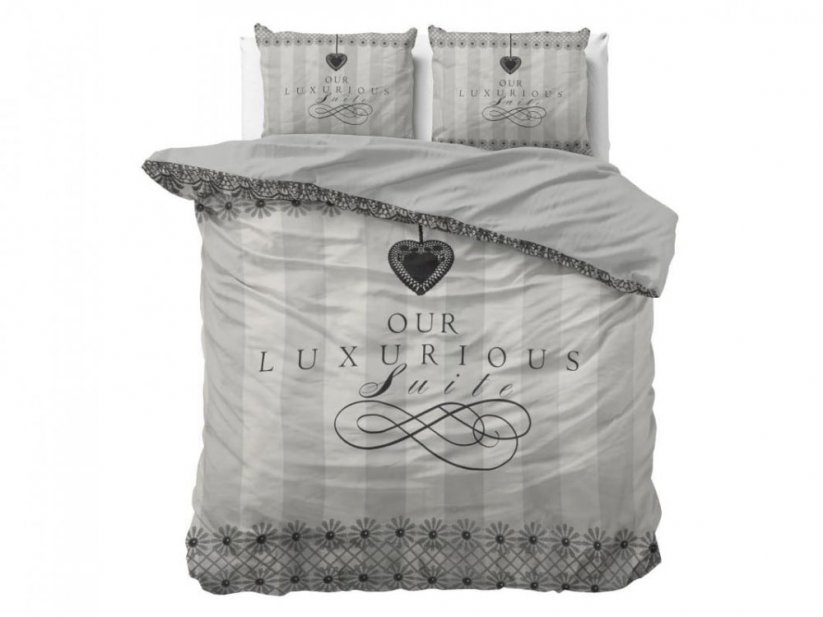 Lenjerie de pat gri în stil francez 200 x 220 cm