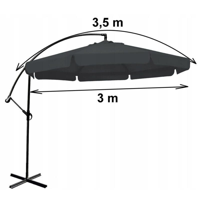 Kvalitný záhradný slnečník tmavosivej farby so stojanom