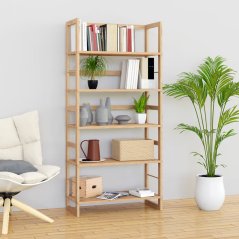Дървен стелаж 136 x 58 x 27 см – 5 рафта, изработен от масивно лакирано дърво
