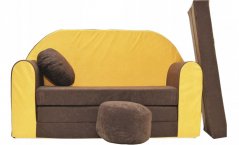 Žuta dječja sofa na rasklapanje 98 x 170 cm