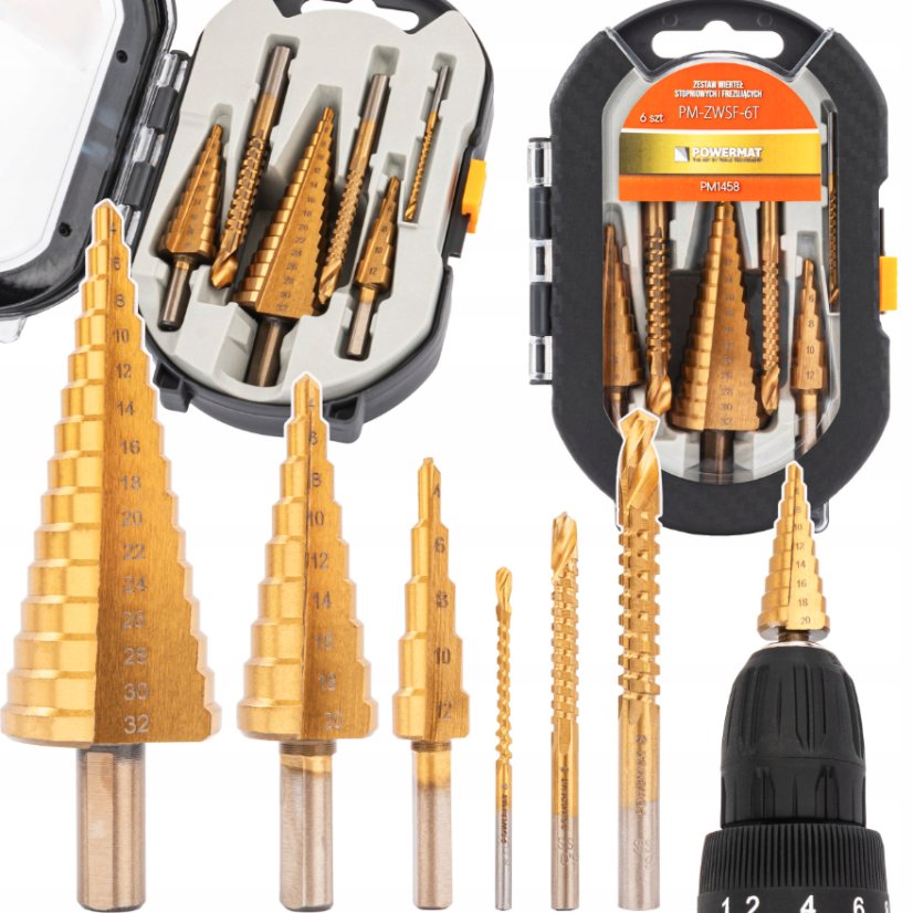 Стъпаловидни свредла HSS 4-32 мм - комплект от 6 части