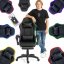Gaming-Stuhl mit LED-Beleuchtung, Fußstütze und Fernbedienung – 6 Beleuchtungsfarben