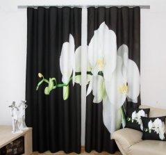 Bílá orchidej závěs v černé barvě