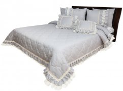 Vintage romantikus stílusú világosszürke ágytakaró