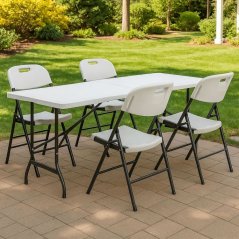 Tavolo pieghevole catering 180 cm con 4 sedie