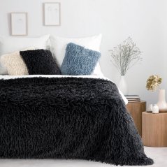 Flauschige Decke mit Fleecefutter - schwarz