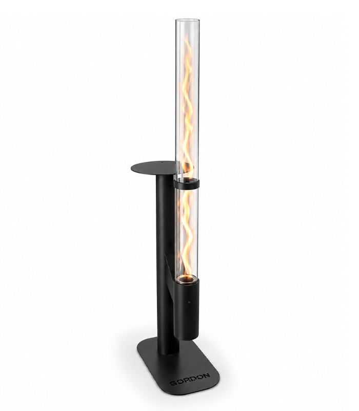 Terasový ohřívač na pelety s efektem plamene 5 kW, 170 cm, černý