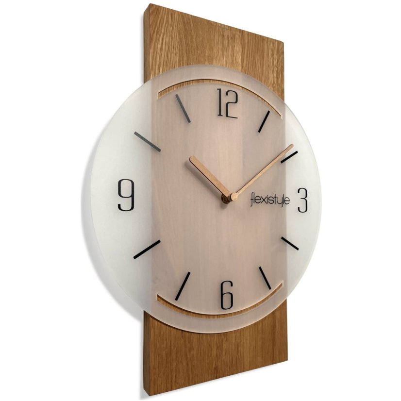 Wanduhr aus Eiche GEOMETRIC - Milchglas